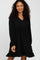 Black Ruffle Trim Long Sleeve Dress