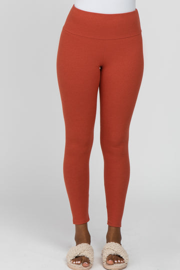 Rust Ribbed Leggings