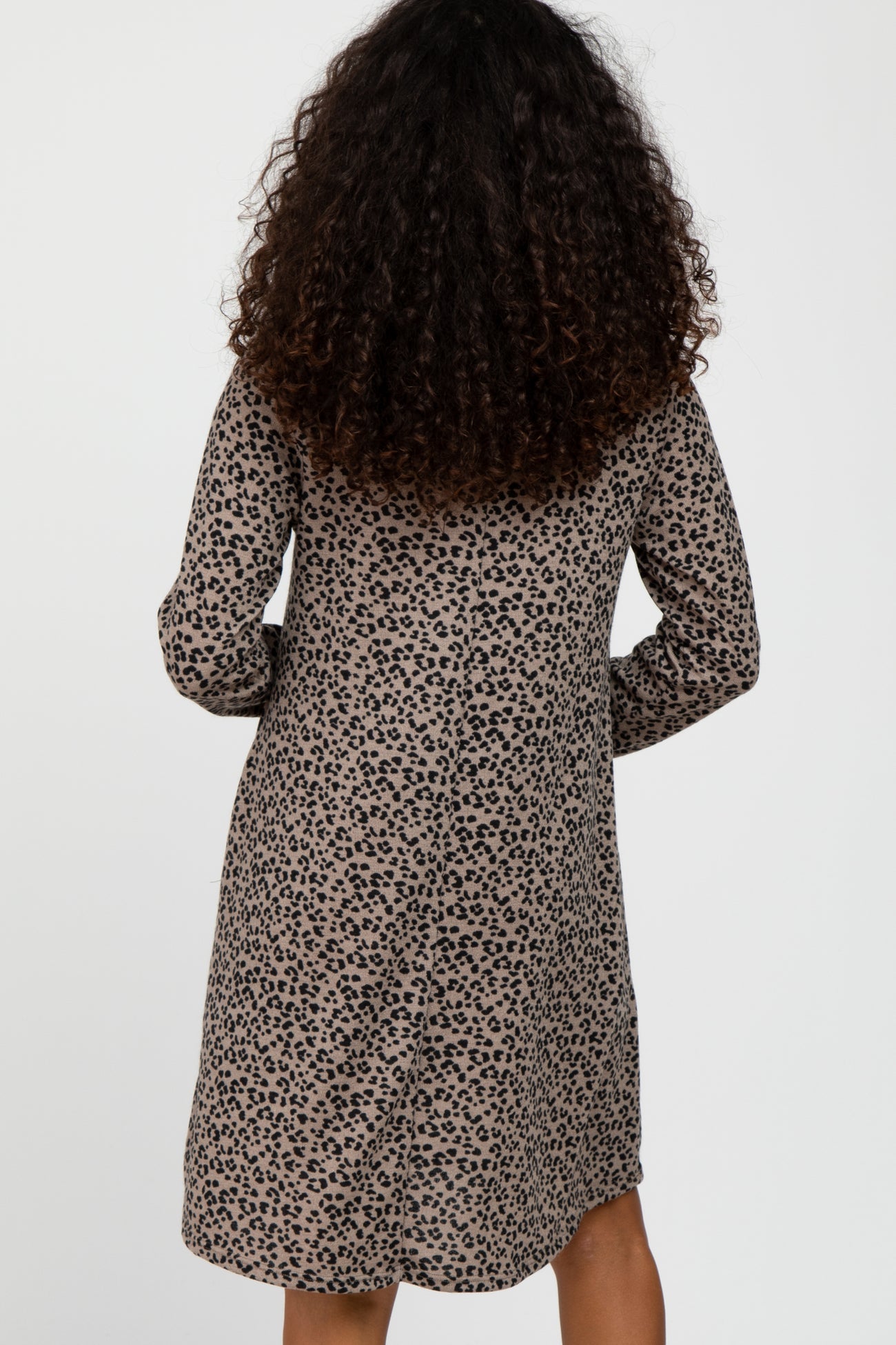 Mocha Animal Print Mock Neck Dress