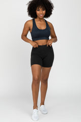 Black Ribbed Racerback Sports Bra
