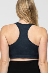 Black Ribbed Racerback Maternity Sports Bra