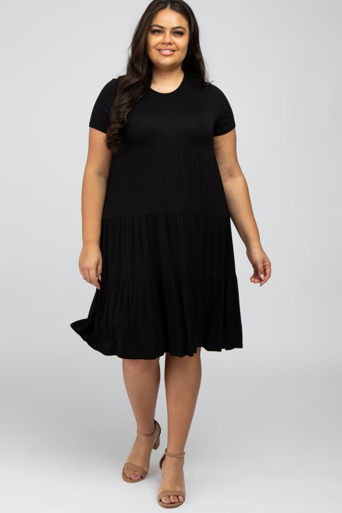 Black Tiered Plus Dress