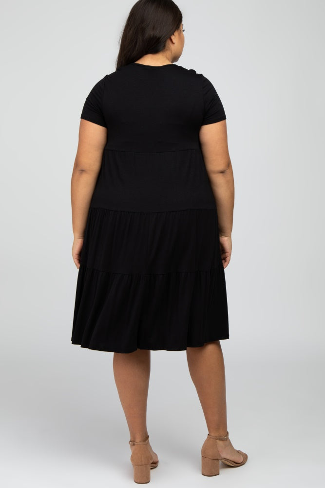 Black Tiered Plus Dress