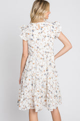 Ivory Floral Embroidered Tiered Dress