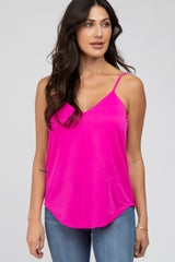 Fuchsia Curved Hem Maternity Tank Top