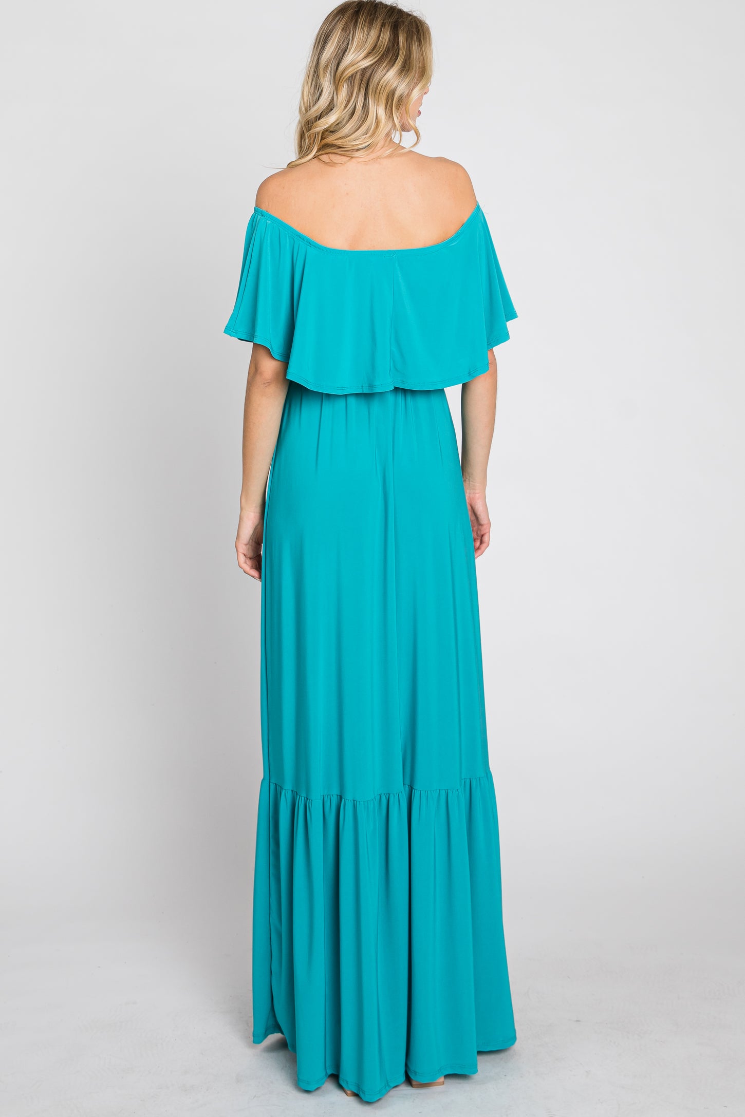 Turquoise Off Shoulder Maxi Dress