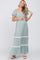 Green Floral Square Neck Smocked Front Lace Trim Maternity Maxi Dress