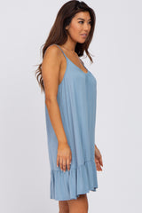 Light Blue Ruffle Hem Swing Dress