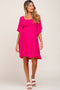 Fuchsia Smocked Short Sleeve Maternity Dress