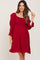 Burgundy Smocked 3/4 Sleeve Maternity Dress