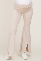 Taupe Terry Flare Maternity Lounge Pants