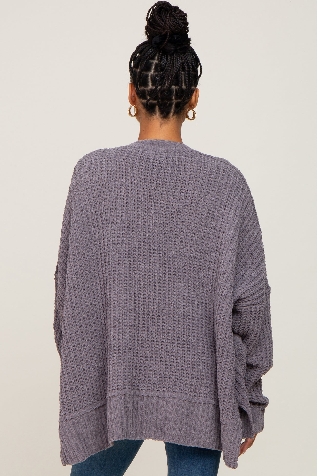 Charcoal Chunky Knit Oversized Cardigan
