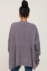 Charcoal Chunky Knit Oversized Cardigan