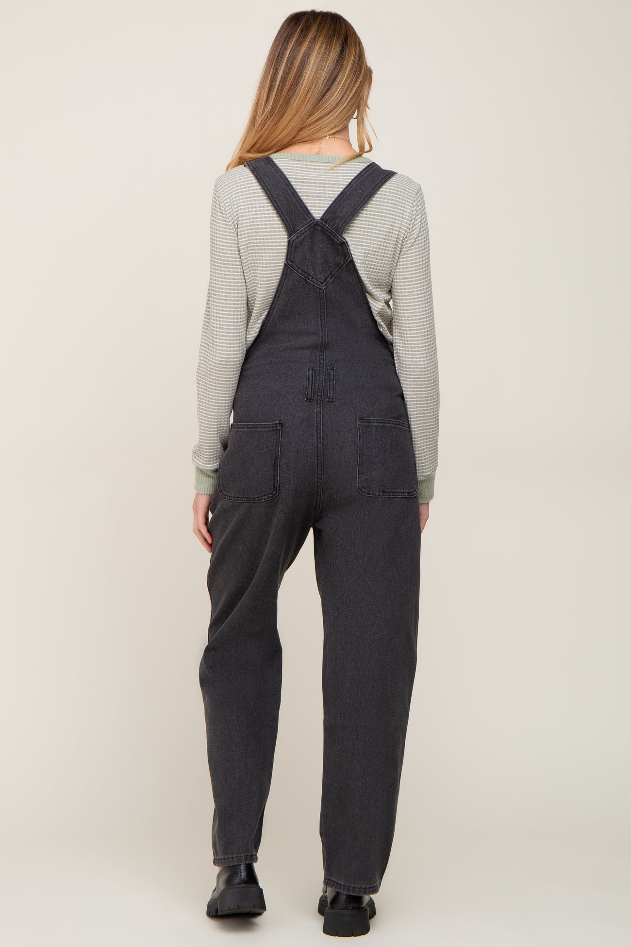 Black Denim Maternity Overalls