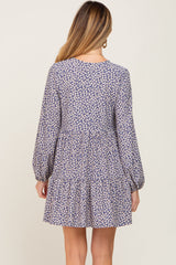 Navy Floral Long Sleeve Tiered Maternity Dress