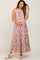 Blue Floral Ruffle Mock Neck Tiered Maternity Maxi Dress
