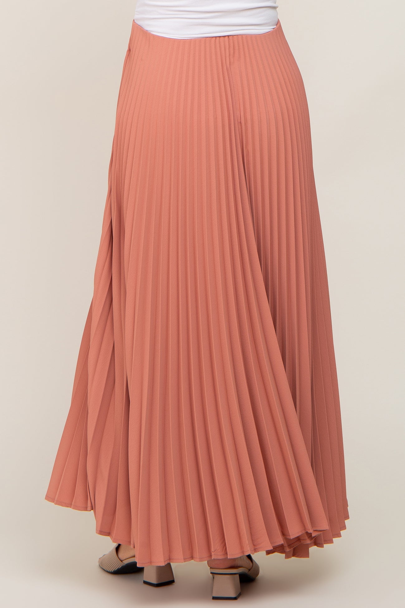 Mauve Pleated Maternity Maxi Skirt