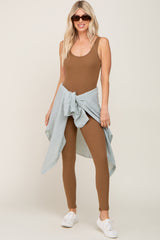 Mocha Ribbed Bodycon Jumpsuit