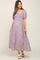 Purple Abstract Floral Smocked Maternity Midi Dress