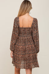 Black Floral Pleated Maternity Dress