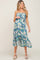 Blue Floral Smocked Strapless Maternity Midi Dress