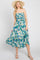 Blue Floral Smocked Strapless Midi Dress