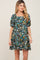 Black Floral Puff Sleeve Maternity Dress