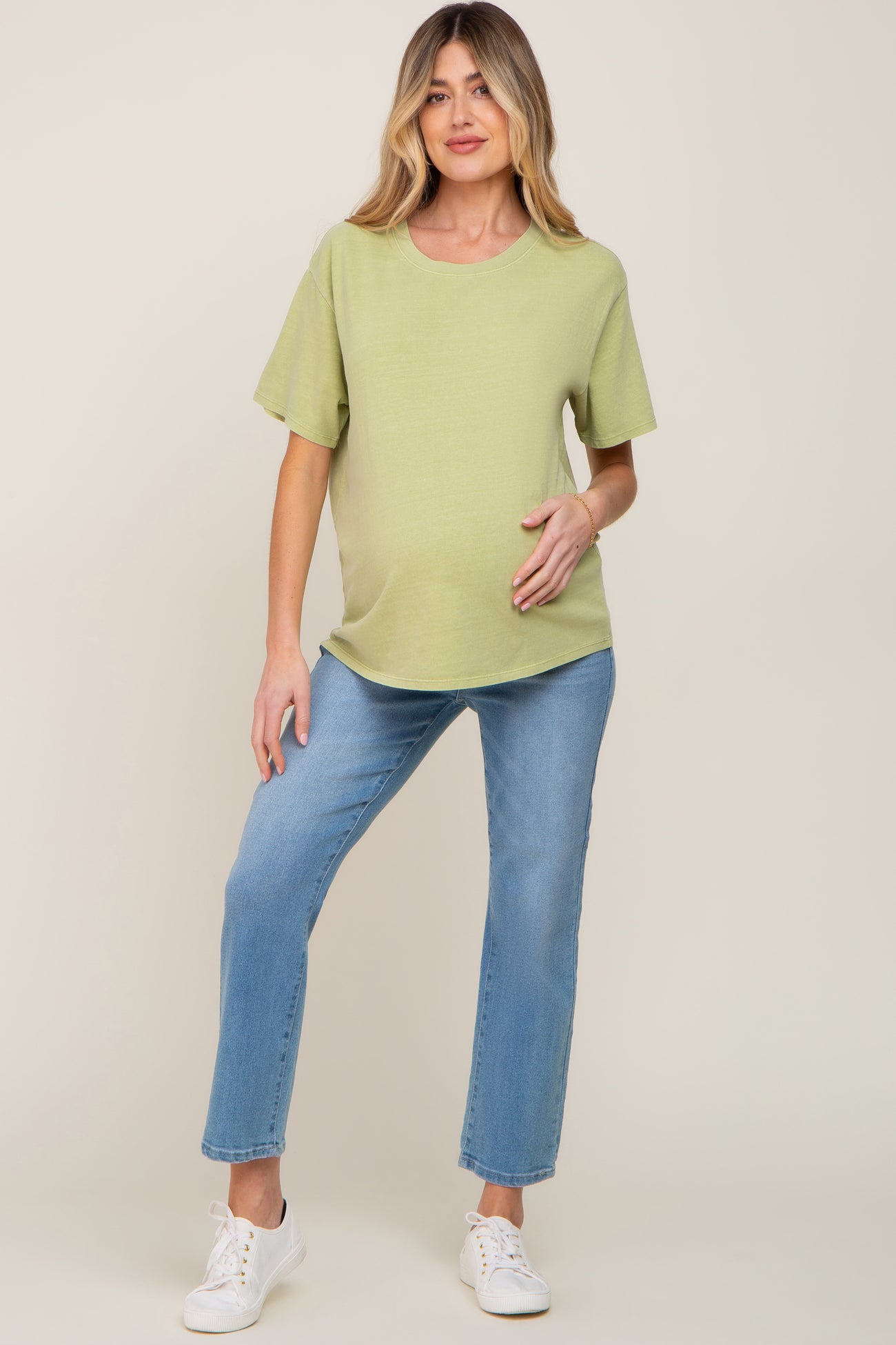 Lime Faded Basic Maternity T-Shirt