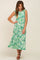 Green Floral Paisley Tiered Midi Dress
