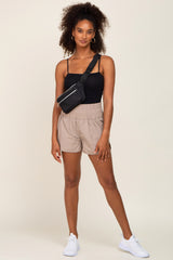 Taupe Curved Hem Active Shorts