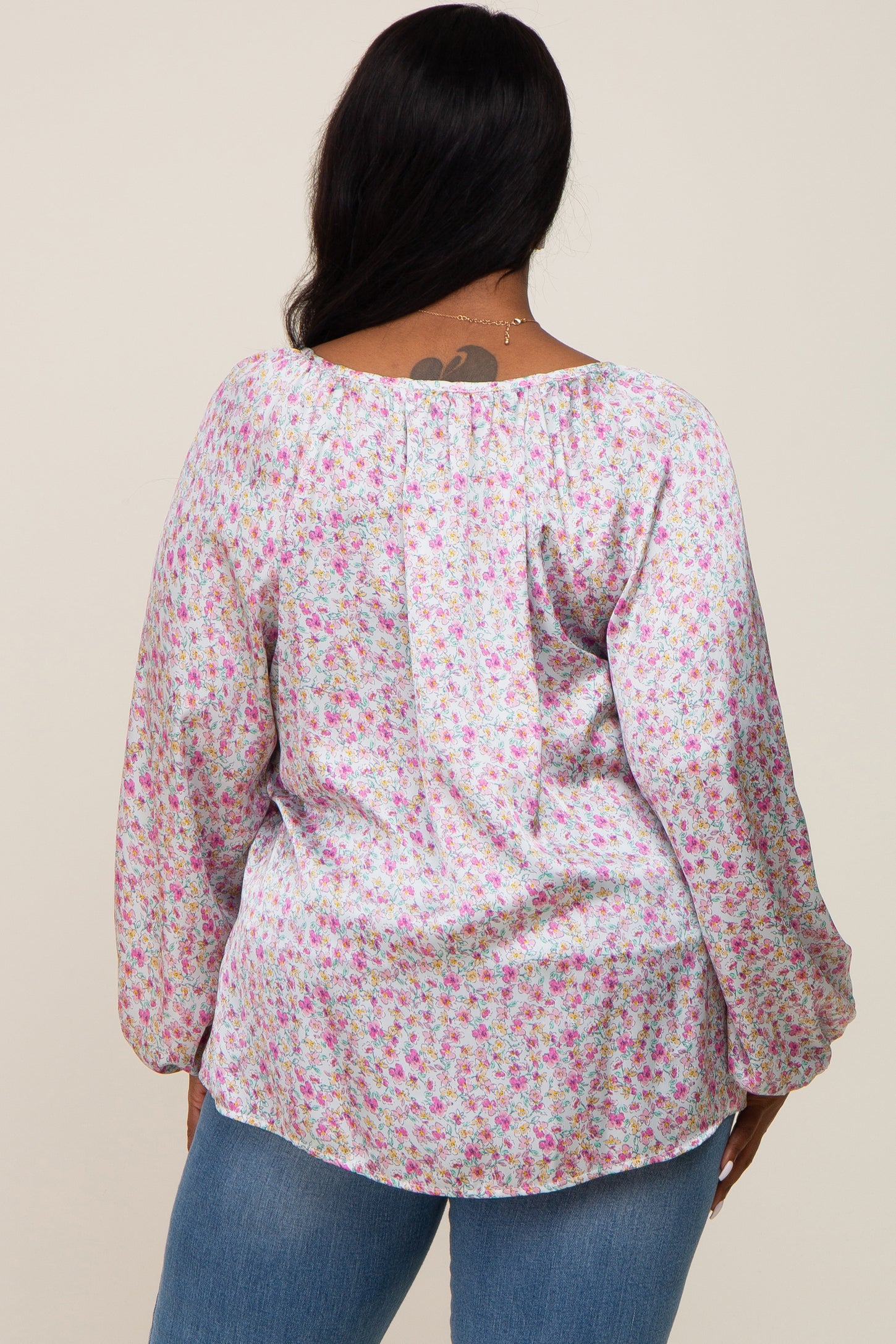 White Micro Floral Plus Blouse