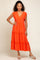 Orange Ruffle Accent Tiered Midi Dress