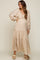 Beige Ruched Front Cutout Back Tiered Maternity Maxi Dress
