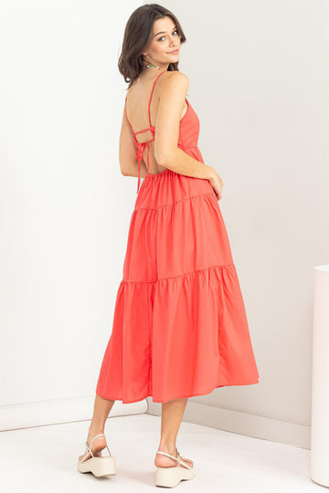 Cora Tie-Back Tiered Midi Dress
