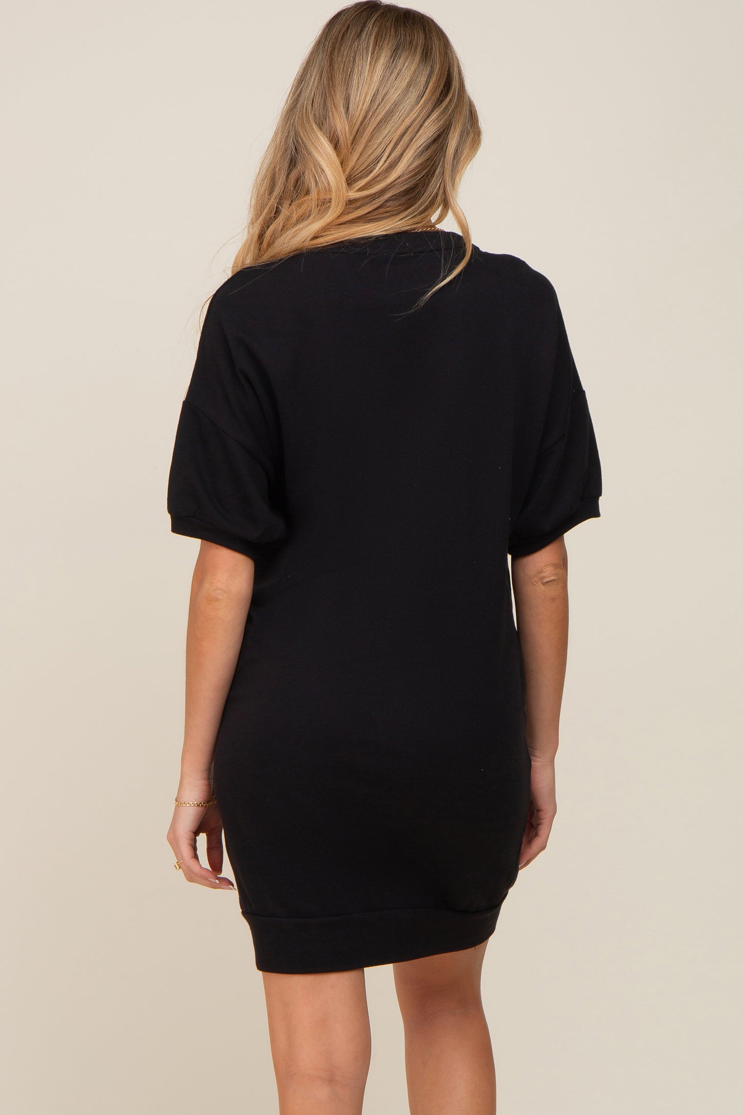 Black Short Sleeve Oversized Maternity T-Shirt Dress