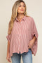 Red Striped Dolman Button Down Maternity Top