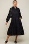 Black Tiered Button Down Maternity Midi Dress