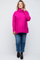 Fuchsia Cowl Neck Dolman Sleeve Maternity Plus Sweater