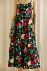 Black Printed Tiered Midi Dress