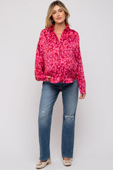 Red Abstract Animal Print Maternity Blouse