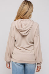 Taupe Ribbed Hooded Maternity Top