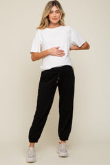 Black Drawstring Maternity Sweatpants