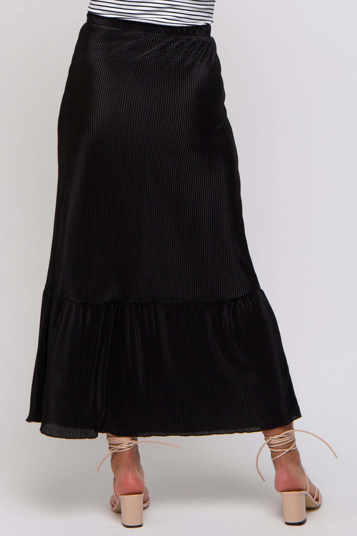 Black Plisse Maxi Skirt
