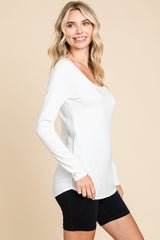 White Basic Long Sleeve Top