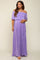 Lavender Pleated Plisse Ruffle Off-Shoulder Maternity Maxi Dress