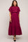Burgundy Ruffle Pleated Maternity Maxi Dress
