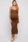 Brown Open Knit Crochet Maternity Midi Dress