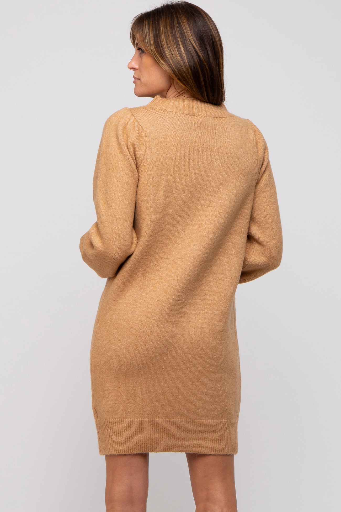 Camel Chunky Knit Sweater Dress