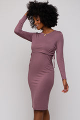 Mauve Long Sleeve Nursing Dress
