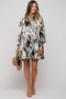 Forest Green Print Button Down Puff Sleeve Maternity Dress